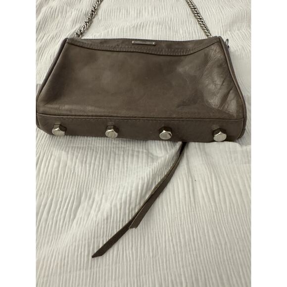 Rebecca Minkoff Mini MAC Leather Crossbody Bag Taupe Silver Hardware - Picture 7 of 14